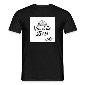 Via dello Stress: Stressabbau Humor - Männer T-Shirt - Schwarz - Vorne - AI Model Male 178 light (178cm)