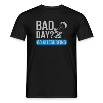 Bad Day? Go Kitesurfing – Kitesurfing T-Shirt für  - Männer T-Shirt - Schwarz - Vorne - AI Model Male 178 light (178cm)