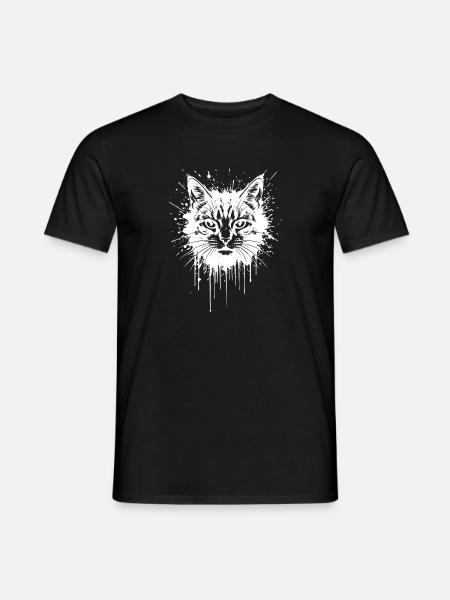 Cat Head Splash Tattoo White - Men's T-Shirt - black