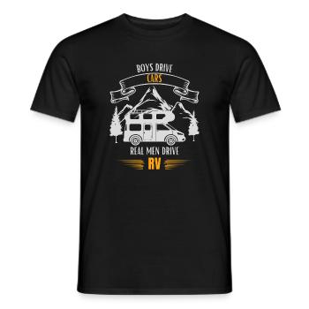 De vrais hommes conduisent un camping-car - T-shirt homme - noir - Devant - AI Model Male 178 light (178cm)