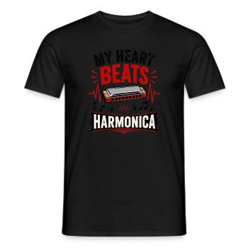 Instrument Harmonica Music Heartbeat - Men's T-Shirt - black - Front - AI Model Male 178 light (178cm)