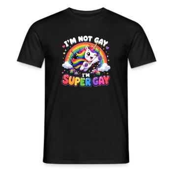  IM NOT GAY SUPER GAY Regenbogen Einhorn LGBTQ - Männer T-Shirt - Schwarz - Vorne - AI Model Male 178 light (178cm)