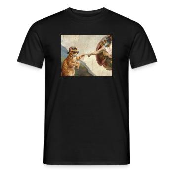 Chat gifle la main de Dieu Mème des chats drôles - T-shirt homme - noir - Devant - AI Model Male 178 light (178cm)