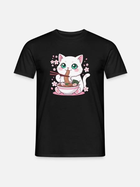 Kitten Cat Ramen Noodles - Men's T-Shirt - black