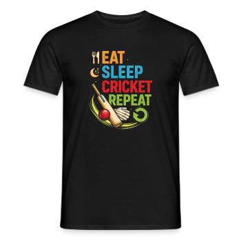 Cricket Essen Schlafen Wiederholen - Männer T-Shirt - Schwarz - Vorne - AI Model Male 178 light (178cm)