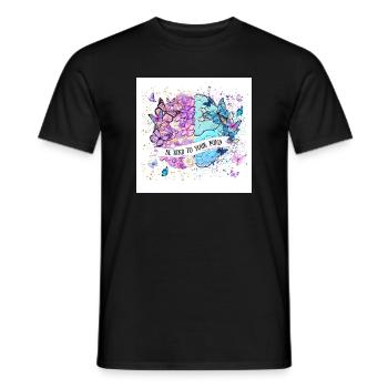 Soyez bienveillant avec votre esprit – Cœur de papillon - T-shirt homme - noir - Devant - AI Model Male 178 light (178cm)