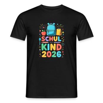 School Child 2026 School Enrollment 2026 Back to School - Men's T-Shirt - black - Front - AI Model Male 178 light (178cm)