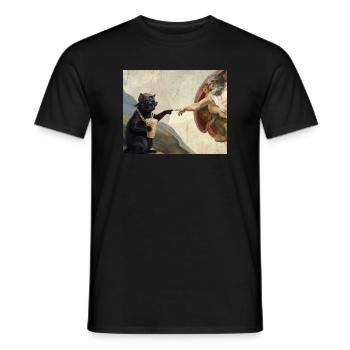 Chat gifle la main de Dieu Mème des chats drôles - T-shirt homme - noir - Devant - AI Model Male 178 light (178cm)
