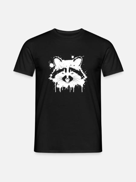 Waschbär Spritzweiß - Männer T-Shirt - Schwarz