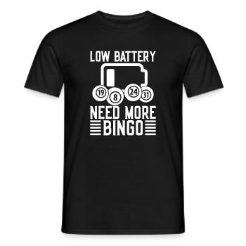 Joueur de bingo batterie faible : besoin de plus de bingo - T-shirt homme - noir - Devant - AI Model Male 178 light (178cm)