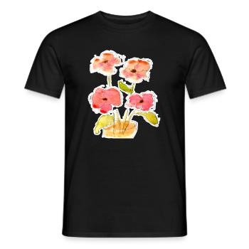 Bouquet de fleurs aquarellé - T-shirt homme - noir - Devant - AI Model Male 178 light (178cm)
