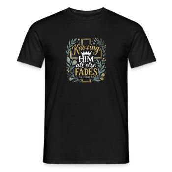 Knowing Him - Philippians 3:8 - Chalk Art Crown - Men's T-Shirt - black - Front - AI Model Male 178 light (178cm)