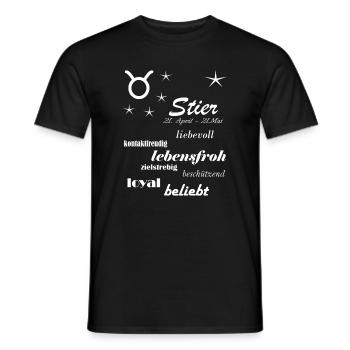 Stier_Sternzeichen - Männer T-Shirt - Schwarz - Vorne - AI Model Male 178 light (178cm)