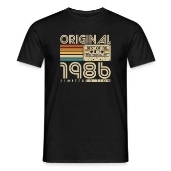 Original 1986 Vintage Vintage Birthday Retro - Men's T-Shirt - black - Front - AI Model Male 178 light (178cm)