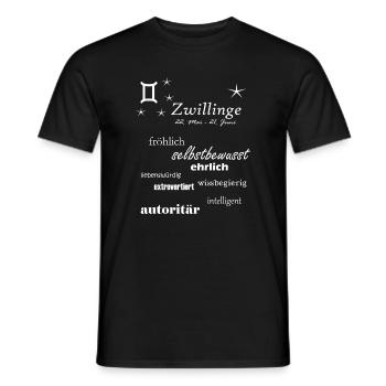 Zwillinge_Sternzeichen - Männer T-Shirt - Schwarz - Vorne - AI Model Male 178 light (178cm)