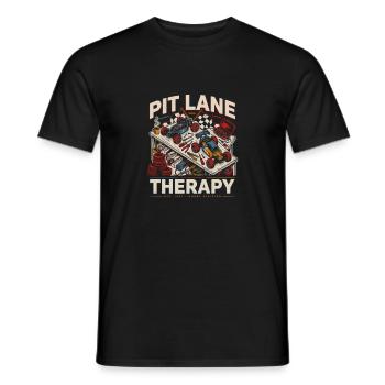 Pit Lane Therapy – RC Car Workshop - Men's T-Shirt - black - Front - AI Model Male 178 light (178cm)