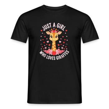 Only one girl loves giraffes - Men's T-Shirt - black - Front - AI Model Male 178 light (178cm)