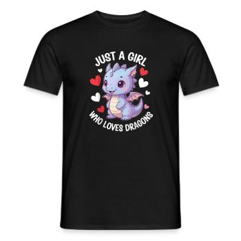 Just a Girl Who Loves Dragons - Men's T-Shirt - black - Front - AI Model Male 178 light (178cm)