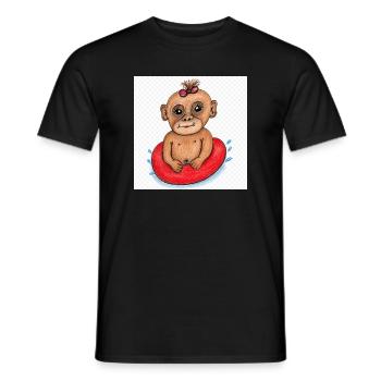 Little Monkey on Red Inflatable Boat - Men's T-Shirt - black - Front - AI Model Male 178 light (178cm)