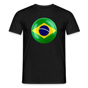 BRAZIL'S FLAG ON A FOOTBALL - Men's T-Shirt - black - Front - AI Model Male 178 light (178cm)