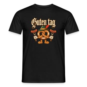 Guten Tag Pretzel-Maskottchen - Männer T-Shirt - Schwarz - Vorne - AI Model Male 178 light (178cm)