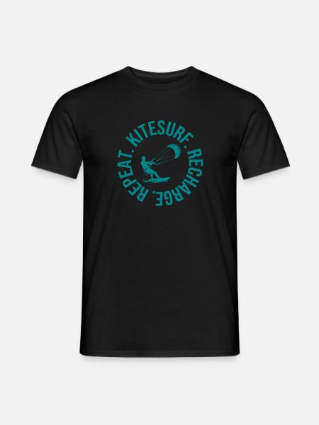 Kitesurf. Recharge. Repeat. – Kitesurfing T-Shirt  - Männer T-Shirt - Schwarz
