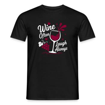 Wein lacht oft immer - Männer T-Shirt - Schwarz - Vorne - AI Model Male 178 light (178cm)