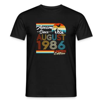 August 1986 Vintage Birthday Gift Retro - Men's T-Shirt - black - Front - AI Model Male 178 light (178cm)