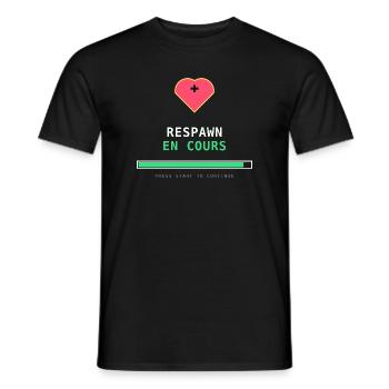 Respawn en cours – Gamer Rétro Pixel Art - T-shirt homme - noir - Devant - AI Model Male 178 light (178cm)