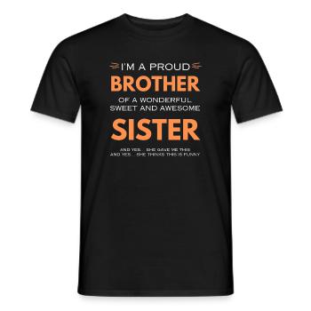 Ich bin ein stolzer Bruder einer Schwester Geschenk - Männer T-Shirt - Schwarz - Vorne - AI Model Male 178 light (178cm)