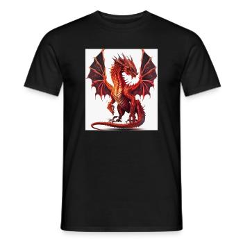 Feuerroter Drachen-Aquarell - Männer T-Shirt - Schwarz - Vorne - AI Model Male 178 light (178cm)