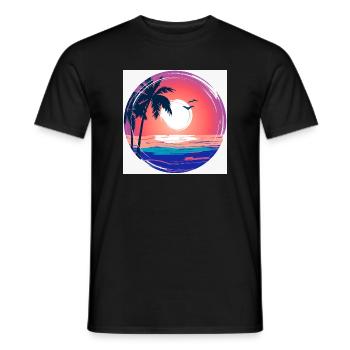 Sonnenuntergangs-Palmenkreis Ozean-Leuchten - Männer T-Shirt - Schwarz - Vorne - AI Model Male 178 light (178cm)