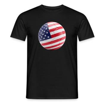 DRAPEAU AMÉRICAIN SUR UN BALLON DE FOOTBALL - T-shirt homme - noir - Devant - AI Model Male 178 light (178cm)