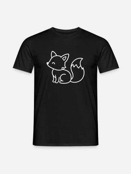 Süßer Fuchs seitlich – Waldtier Skizze - Männer T-Shirt - Schwarz