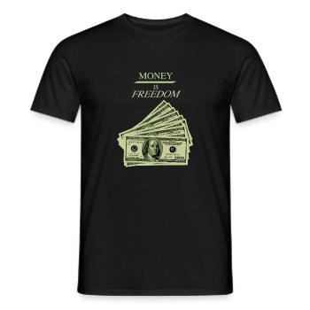 L’argent est la liberté Mentalité de richesse Conception du dollar - T-shirt homme - noir - Devant - AI Model Male 178 light (178cm)