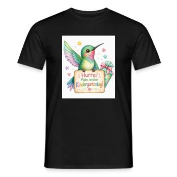 Hurra: Erster Kindergartenstart - Männer T-Shirt - Schwarz - Vorne - AI Model Male 178 light (178cm)