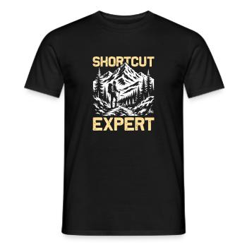 Shortcut Expert Wandern Berge Bergsteigen - Männer T-Shirt - Schwarz - Vorne - AI Model Male 178 light (178cm)