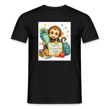 Schulanfang Affe 2026 Geschenk - Männer T-Shirt - Schwarz - Vorne - AI Model Male 178 light (178cm)