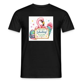 Flamingo Schulstart Abenteuer - Männer T-Shirt - Schwarz - Vorne - AI Model Male 178 light (178cm)