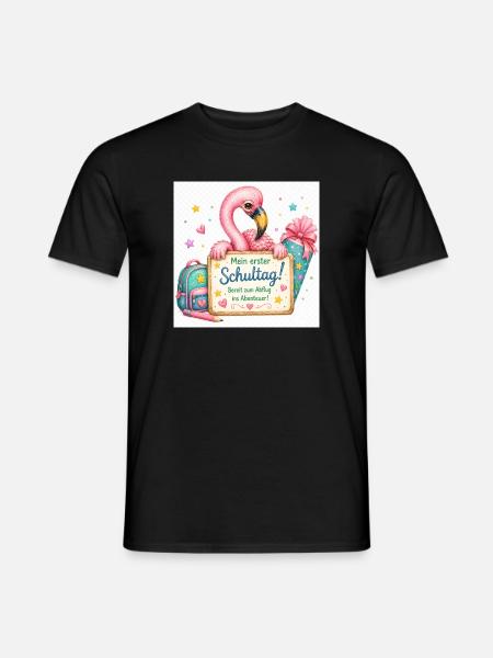 Flamingo Schulstart Abenteuer - Männer T-Shirt - Schwarz