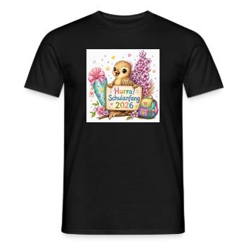 Hurra Schulanfang 2026 Kükenmotiv - Männer T-Shirt - Schwarz - Vorne - AI Model Male 178 light (178cm)