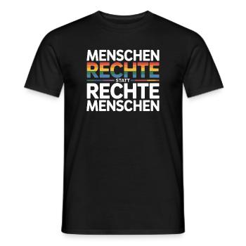 Menschenrechte statt rechte Menschen Sticker  - Männer T-Shirt - Schwarz - Vorne - AI Model Male 178 light (178cm)