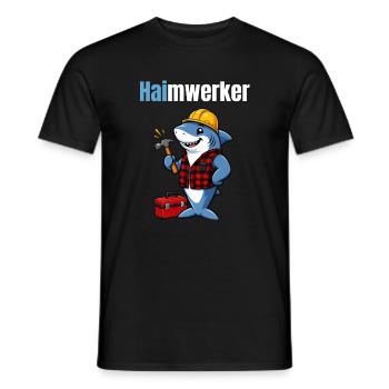 Haimwerker – Lustiger Hai Handwerker - Männer T-Shirt - Schwarz - Vorne - AI Model Male 178 light (178cm)