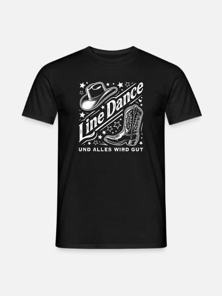 Line Dance Western Hut Stiefel Sterne - Männer T-Shirt - Schwarz