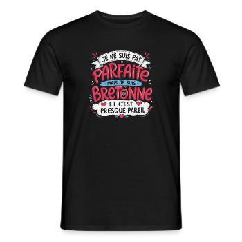 Je ne suis pas parfaite mais je suis bretonne - T-shirt homme - noir - Devant - AI Model Male 178 light (178cm)