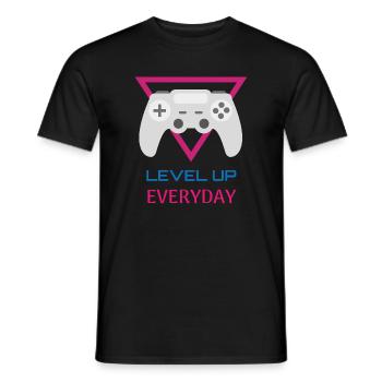 Level Up Everyday Gamer - Männer T-Shirt - Schwarz - Vorne - AI Model Male 178 light (178cm)