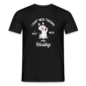 Chien de thérapie husky - T-shirt homme - noir - Devant - AI Model Male 178 light (178cm)