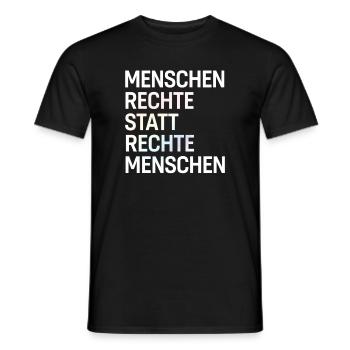 Menschenrechte statt rechte Menschen Spruch Demo - Männer T-Shirt - Schwarz - Vorne - AI Model Male 178 light (178cm)