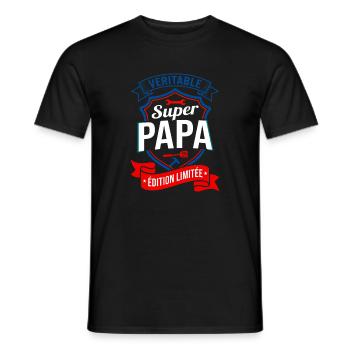 Super Papa Édition Limitée Fête Des Pères - T-shirt homme - noir - Devant - AI Model Male 178 light (178cm)
