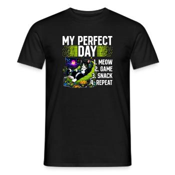 Gamer Gaming Cat Video Game - Männer T-Shirt - Schwarz - Vorne - AI Model Male 178 light (178cm)
